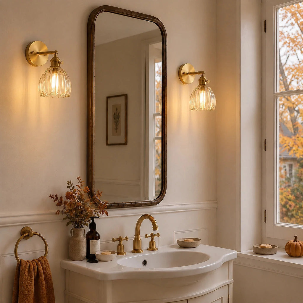 Fluted tulip glass wall light