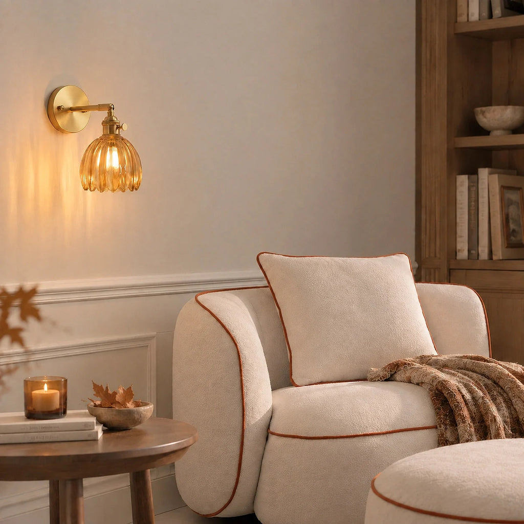 Fluted tulip glass wall light