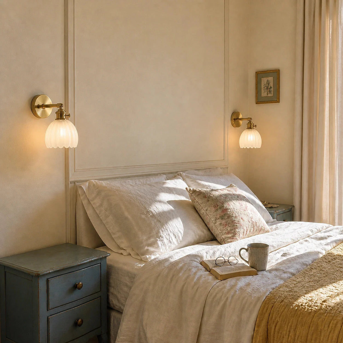 Fluted tulip glass wall light