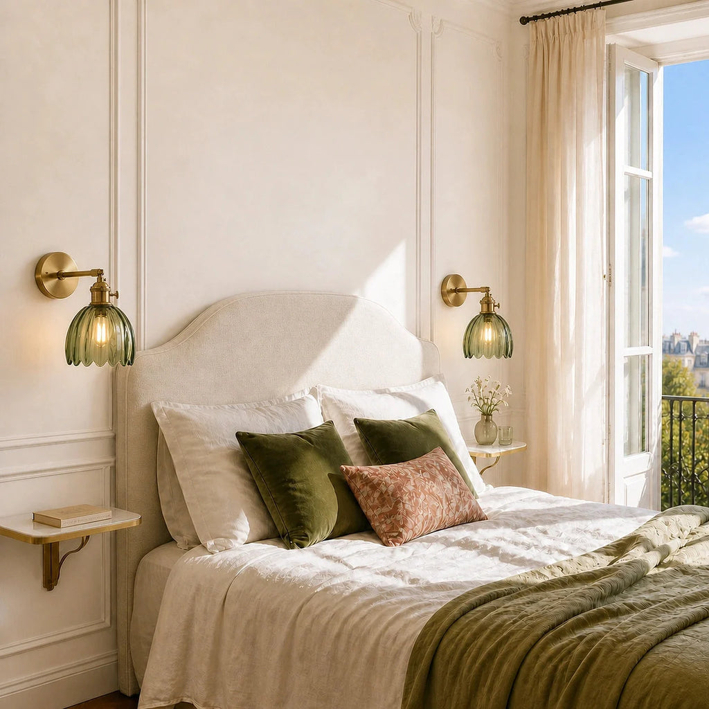 Fluted tulip glass wall light