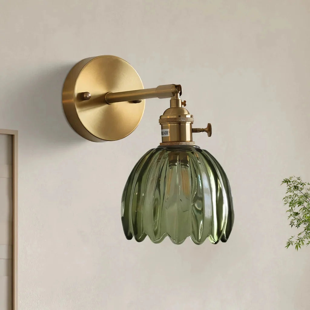 Fluted tulip glass wall light