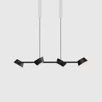 Four-head hollow cone linear LED pendant, in black