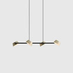 Four-head hollow cone linear LED pendant, in champagne gold