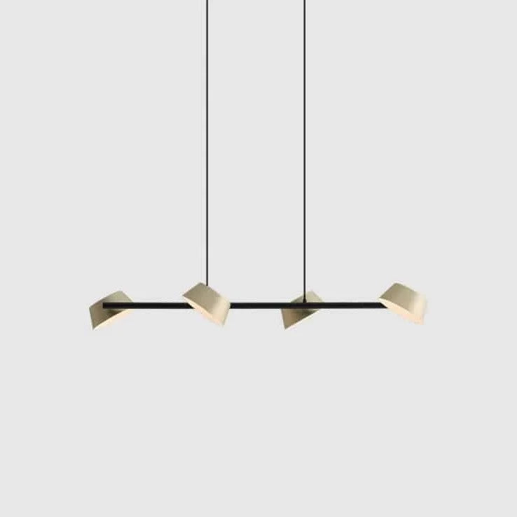Four-head hollow cone linear LED pendant, in champagne gold
