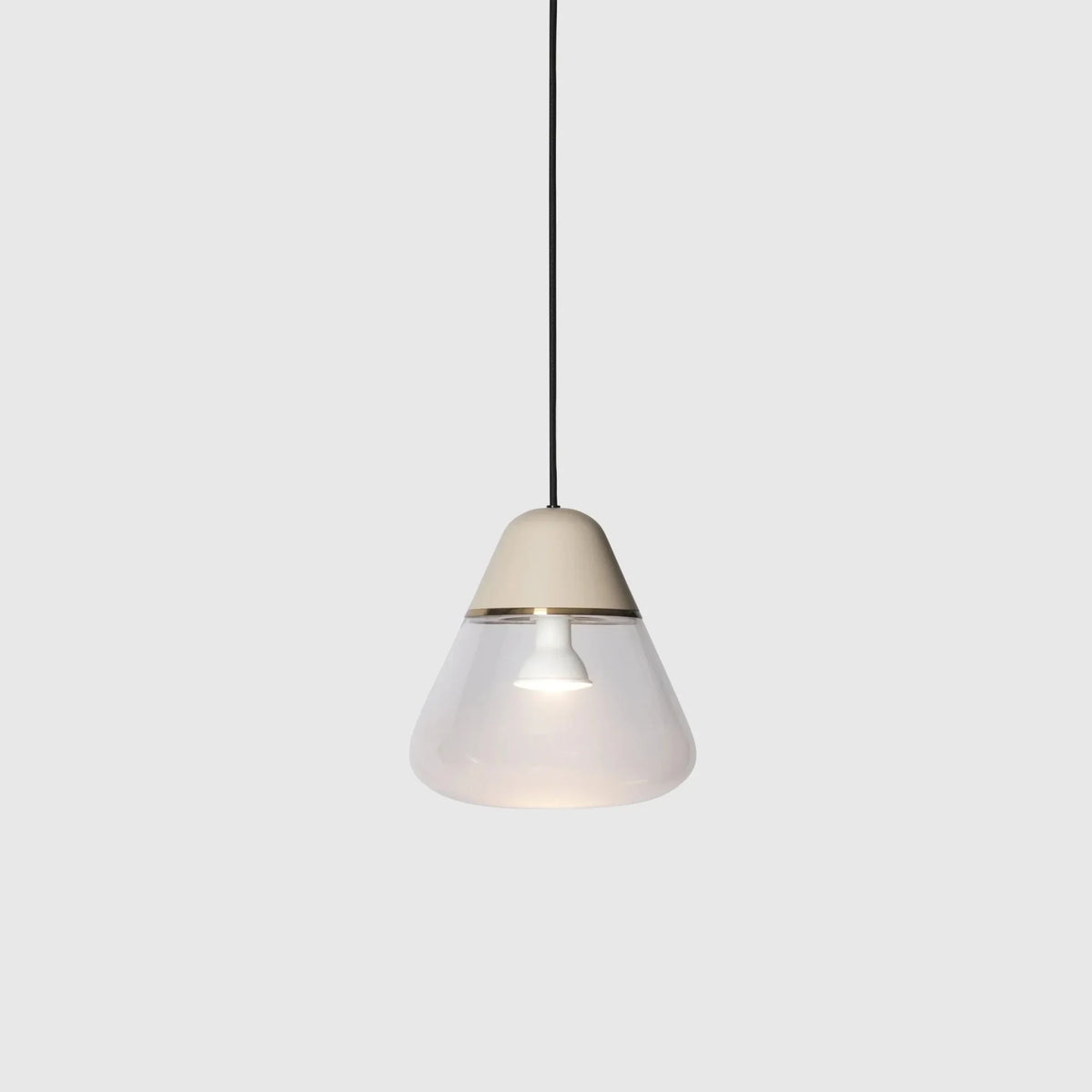 Frosted glass cone pendant, in oatmeal