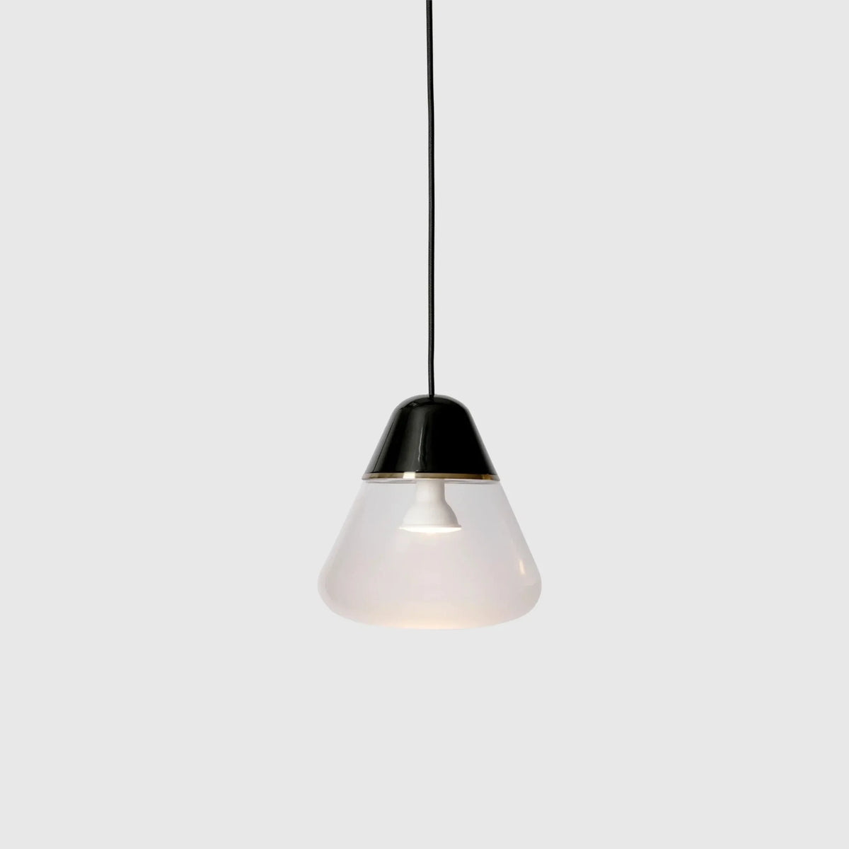 Frosted glass cone pendant, in black