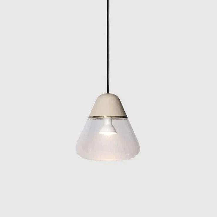 Frosted glass cone pendant, lit