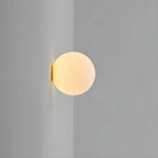Frosted glass globe wall light, unlit, side view