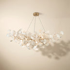 Ginkgo leaf chandelier in gold and white
