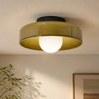 Glass disc ceiling or wall light, 25cm wide, Green