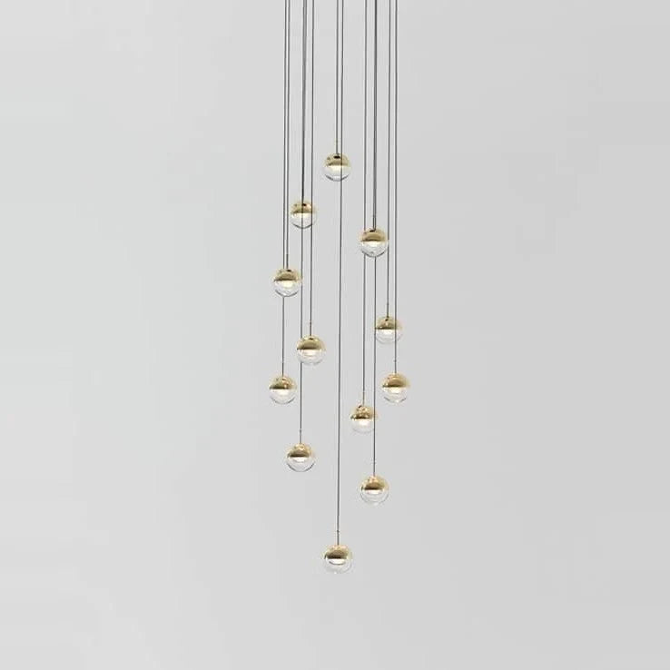 Glass globe cluster pendant, in brass, without ring