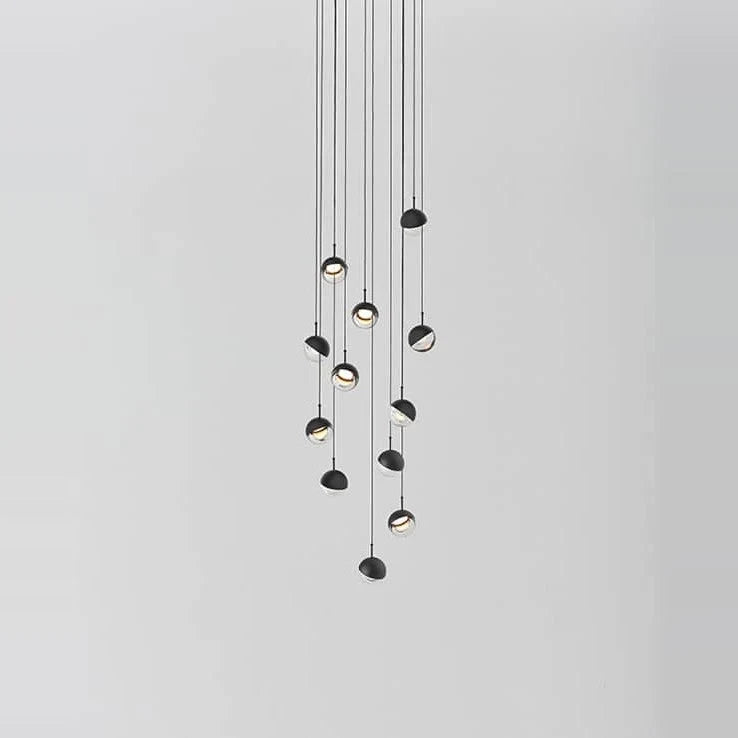 Glass globe cluster pendant, in black, without ring