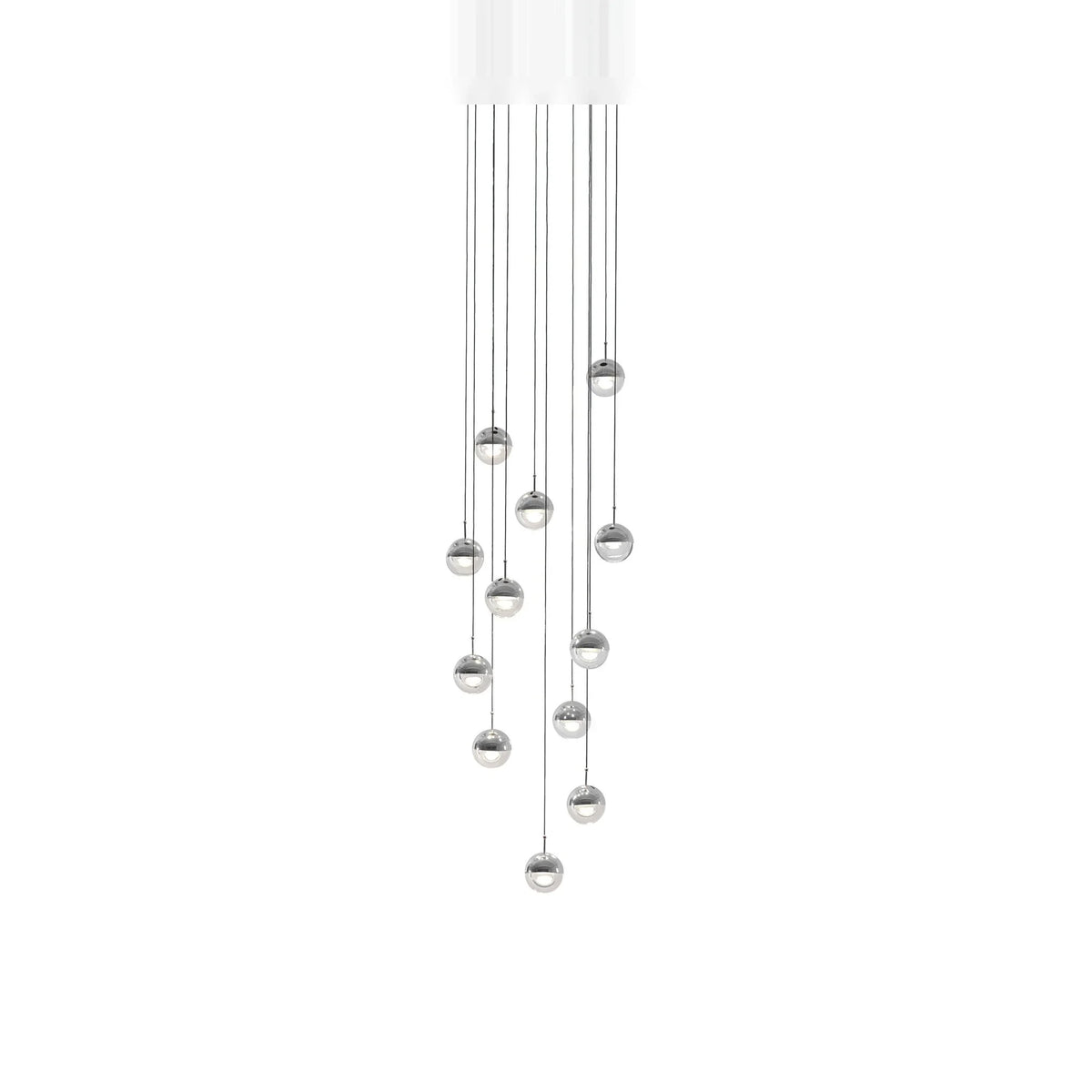Glass globe cluster pendant, in chrome, without ring