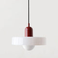 Glass pendant light with ring shade, White, Red, 25cm wide