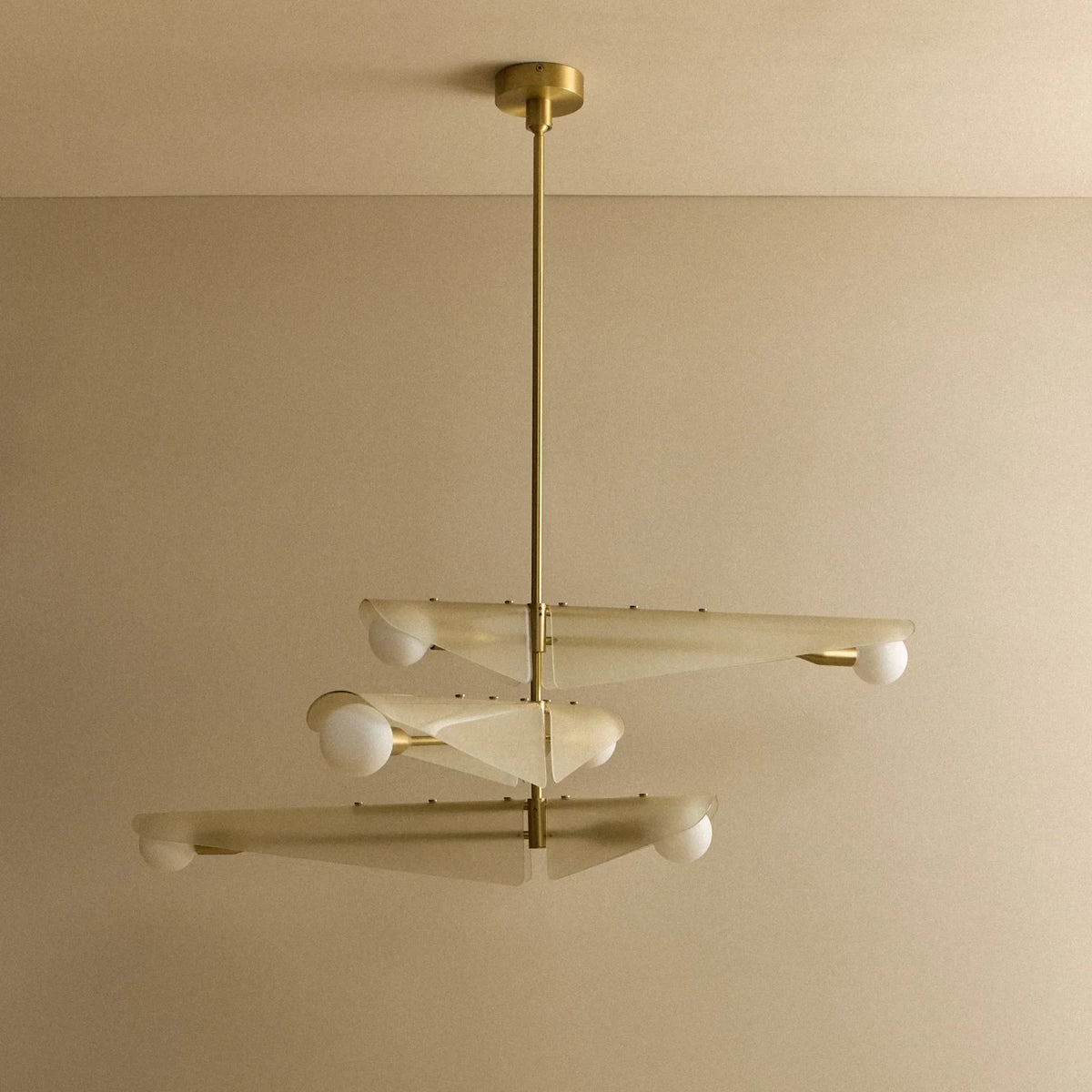 Glass wing chandelier, unlit