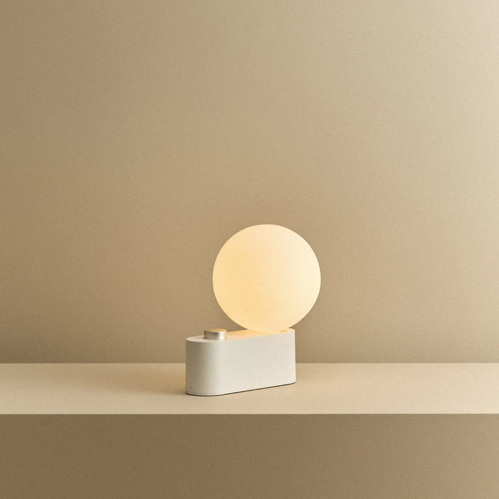 Globe table lamp or wall light, chalk, single lamp on a shelf