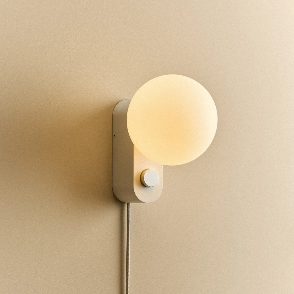 Globe table lamp or wall light, chalk, wall-mounted with its cable