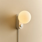 Globe table lamp or wall light, chalk, wall-mounted with its cable