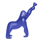 Gorilla floor lamp with an adjustable arm, in blue violet