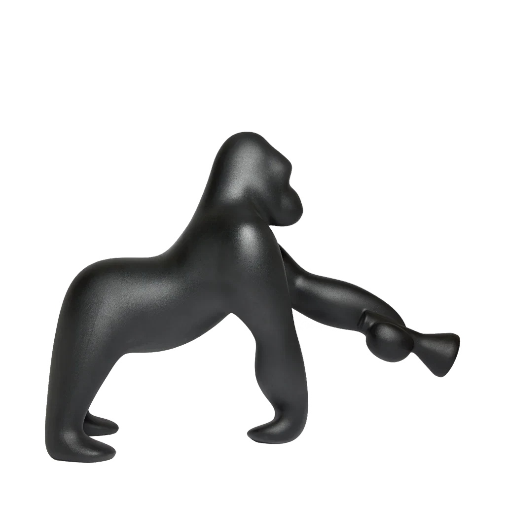Gorilla floor lamp with an adjustable arm, in black