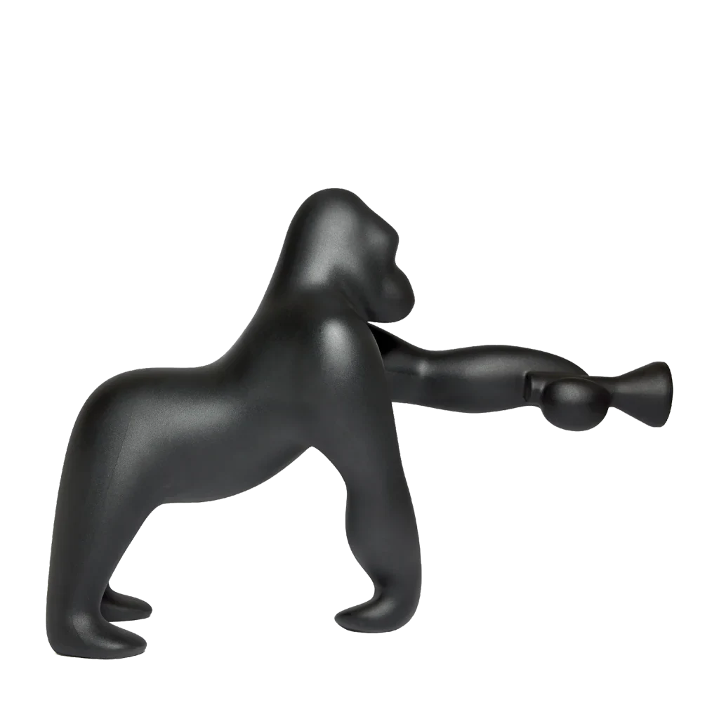 Gorilla floor lamp with an adjustable arm, in black