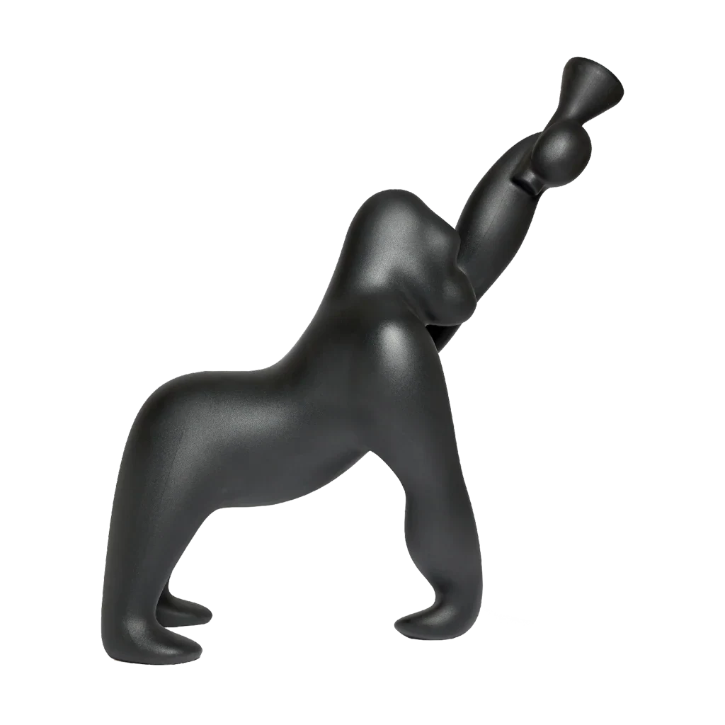 Gorilla floor lamp with an adjustable arm, in black