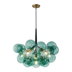 Green glass bubble chandelier, on a white background