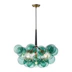 Green glass bubble chandelier, on a white background