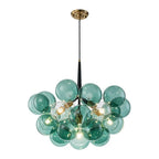Green glass bubble chandelier, on a white background