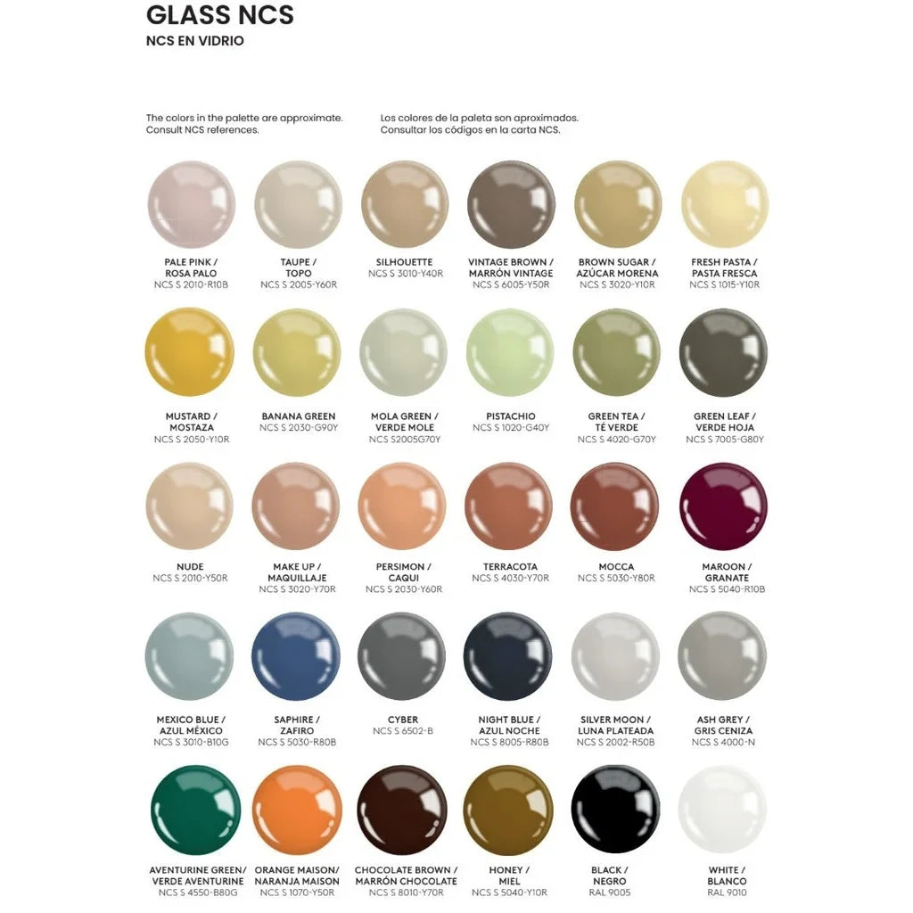 Hand-painted bobble glass table lamp with drum shade, colour chart