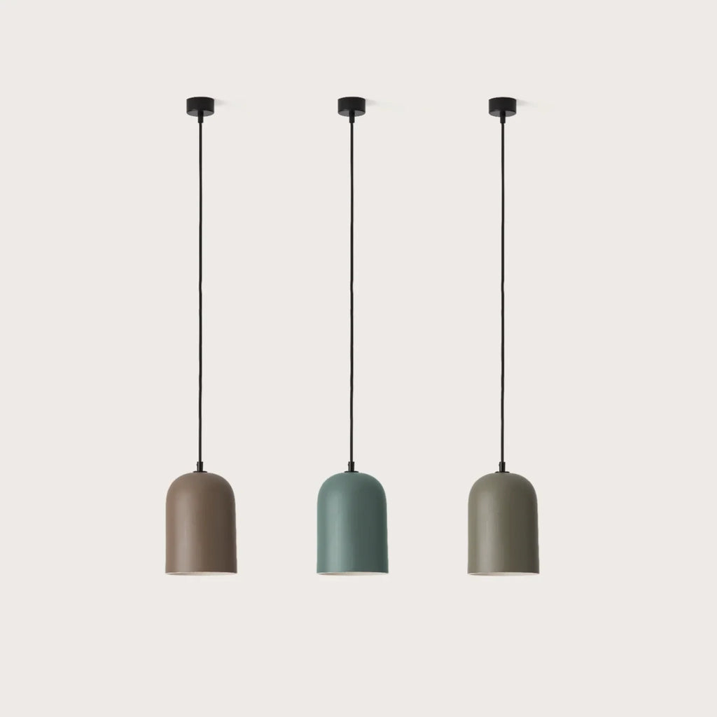 Hand-painted ceramic dome pendant, three colours in a row