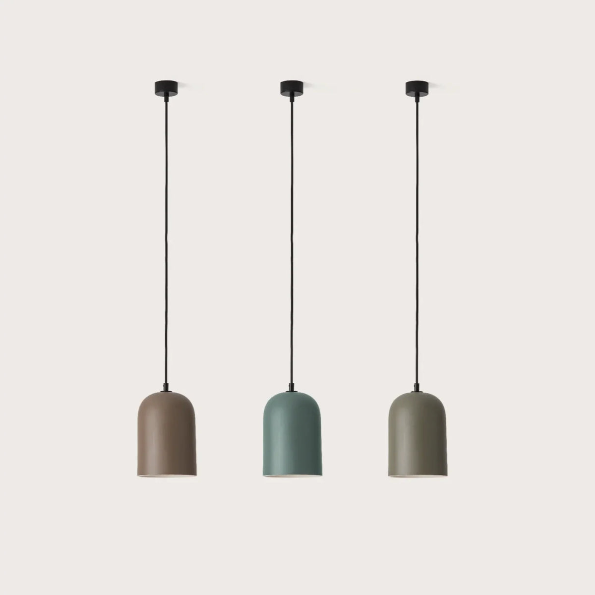 Hand-painted ceramic dome pendant, three colours in a row