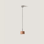 Hand-painted ceramic drum LED pendant, in terracotta