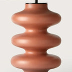 Hand-painted wavy ceramic table lamp, close-up of the ringed column