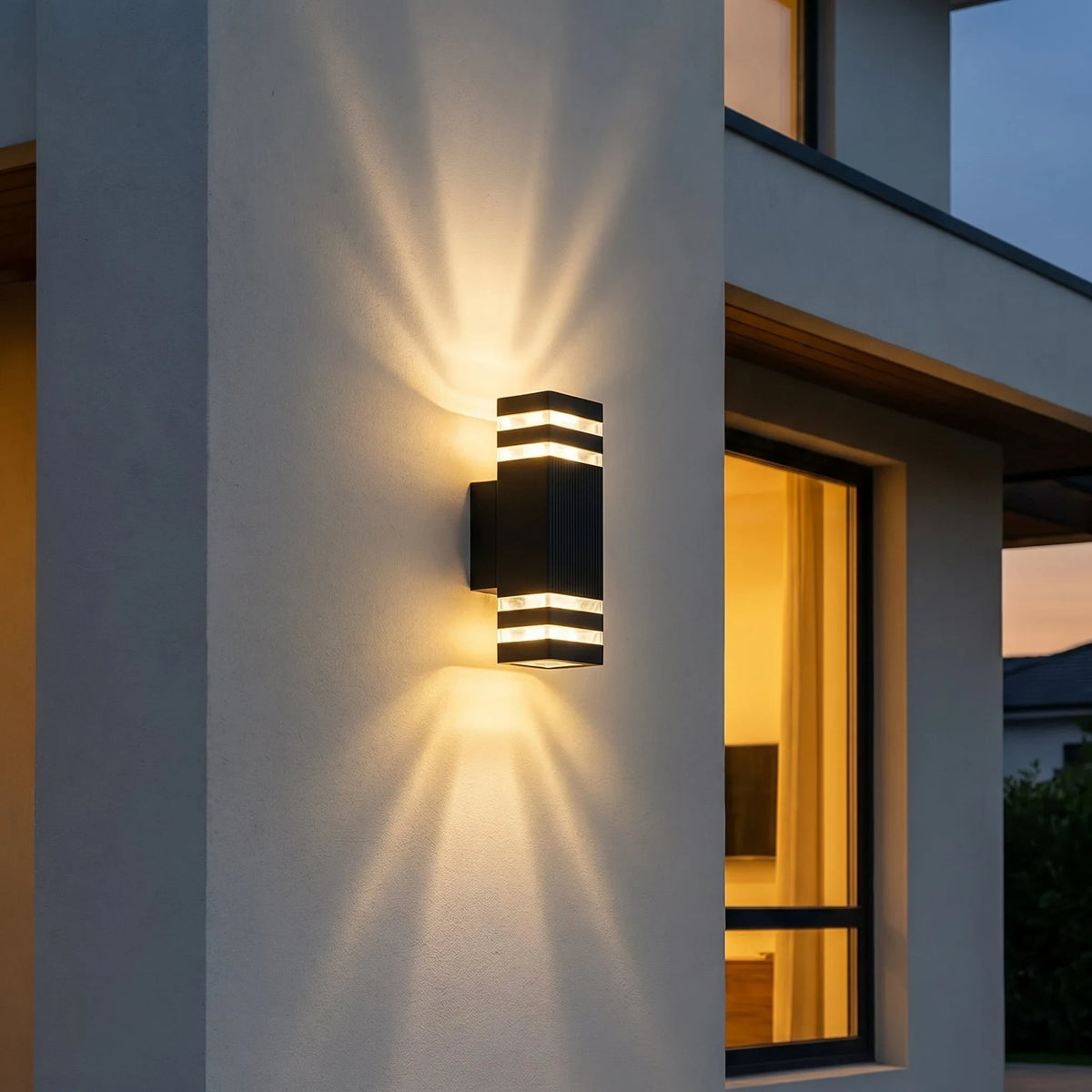 Outdoor up and down wall light in black, Warm white, Block, 29.5cm
