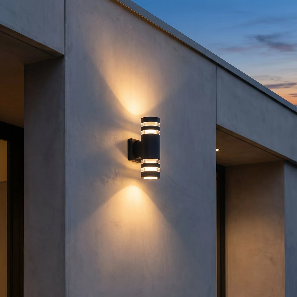Outdoor up and down wall light in black, Warm white, Pillar, 23cm
