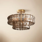 Ice glass tiered ceiling light