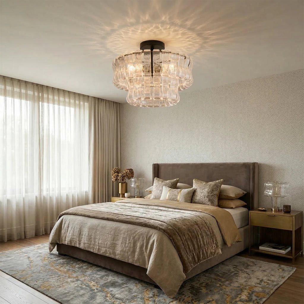 Ice glass tiered ceiling light