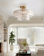 Ice glass tiered ceiling light