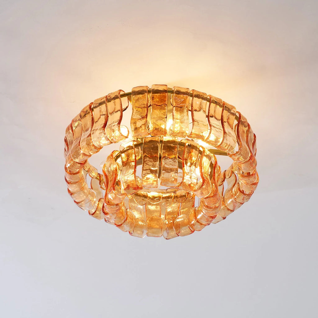 Ice glass tiered ceiling light