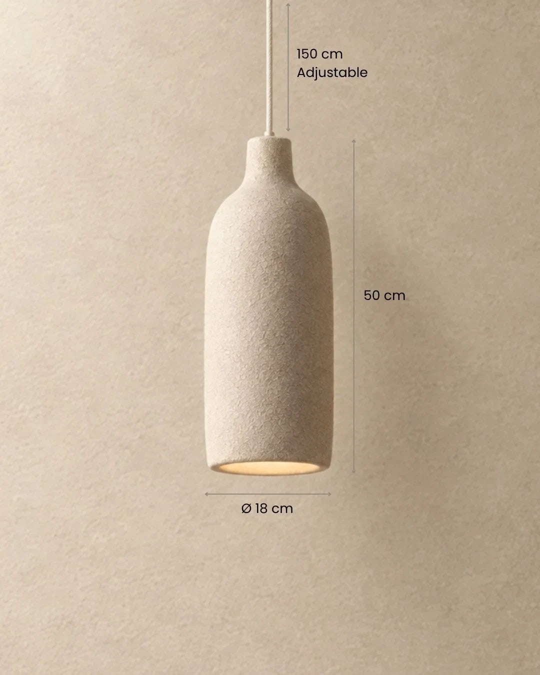 Knitted-texture pendant light, cylinder with measurements