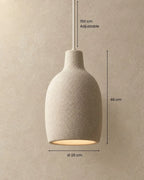 Knitted-texture pendant light, bottle with measurements