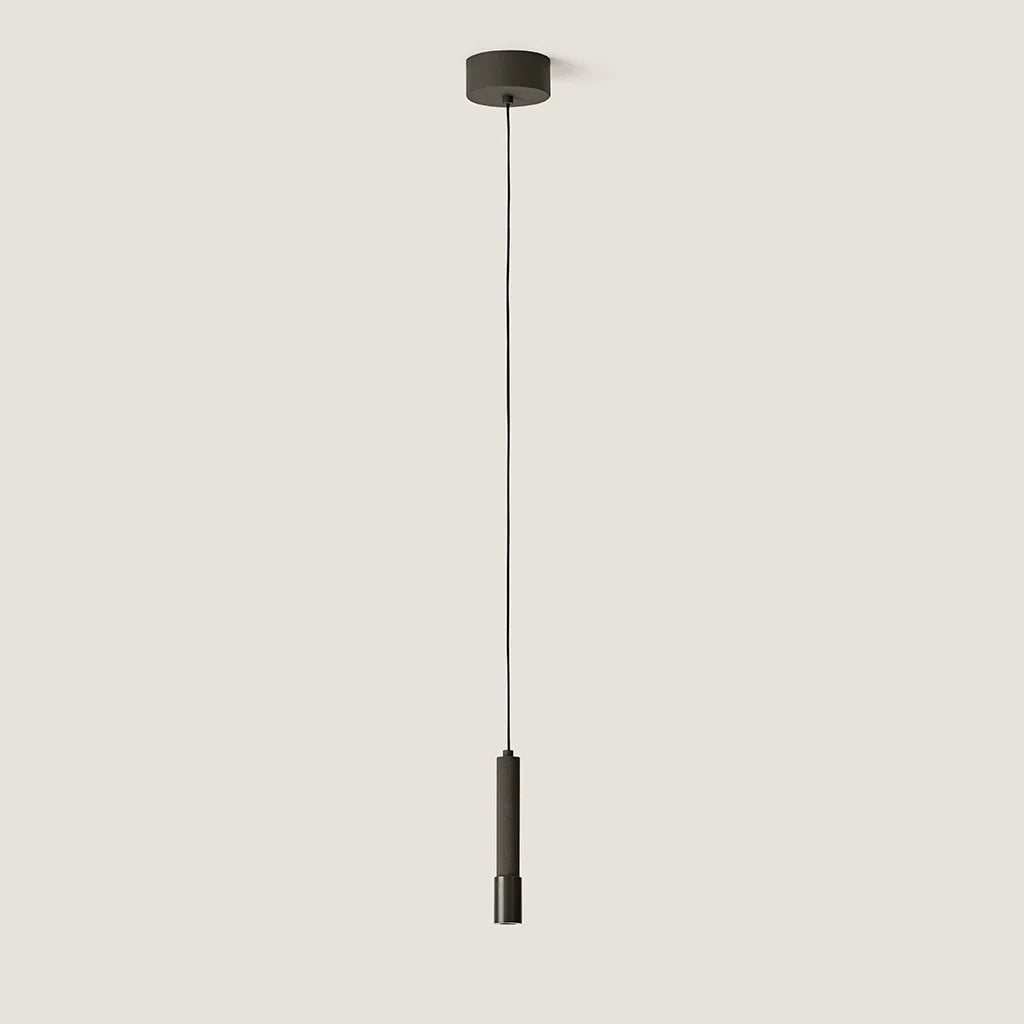 Knurled steel cylinder LED pendant, in matte black