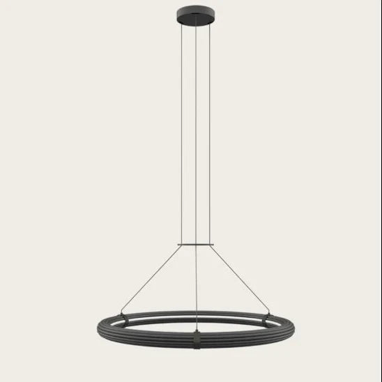 Large LED ring pendant, in matte black