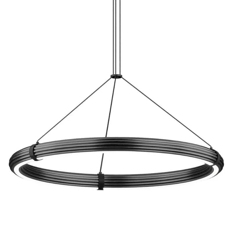 Large LED ring pendant, matte black, unlit