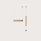 Large linen tube pendant, hung horizontally and vertically