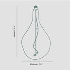 Large teardrop tinted glass pendant, oak, bulb dimension drawing