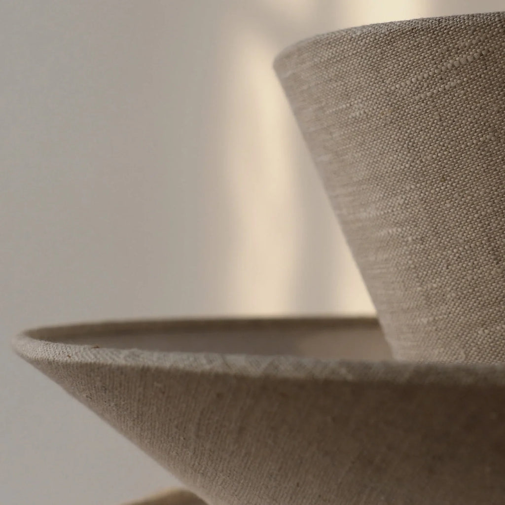 Layered cotton shade pendant, close-up of the cotton tiers