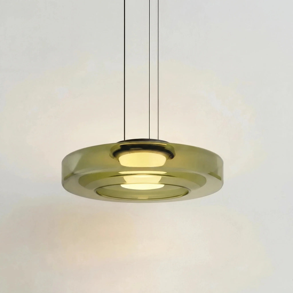 Layered glass disc pendant light