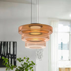 Layered glass disc pendant light